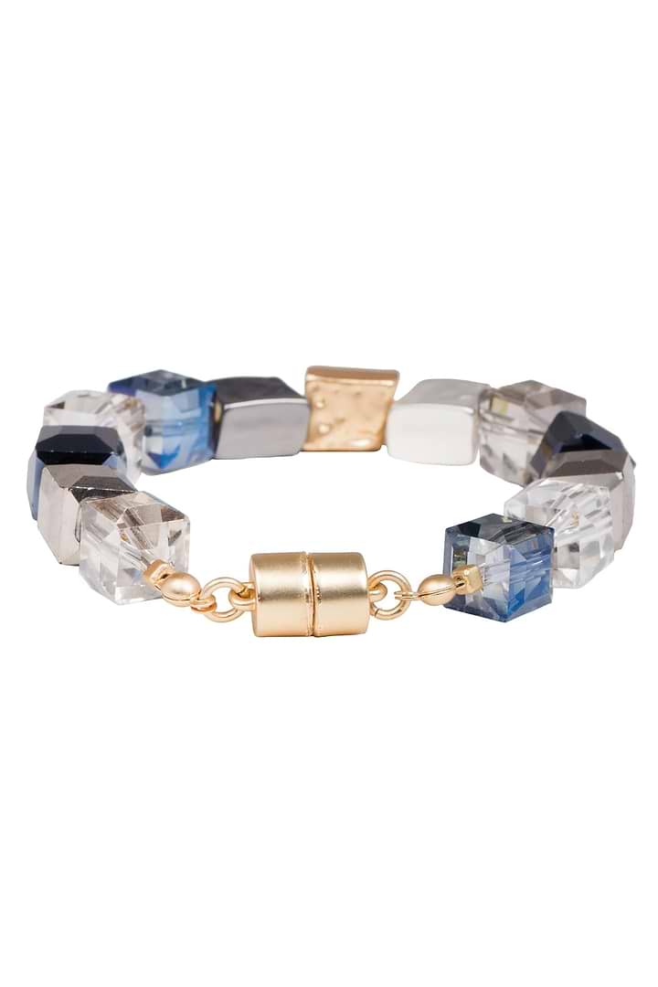 Faceted Bead & Stone Bracelet - Navy