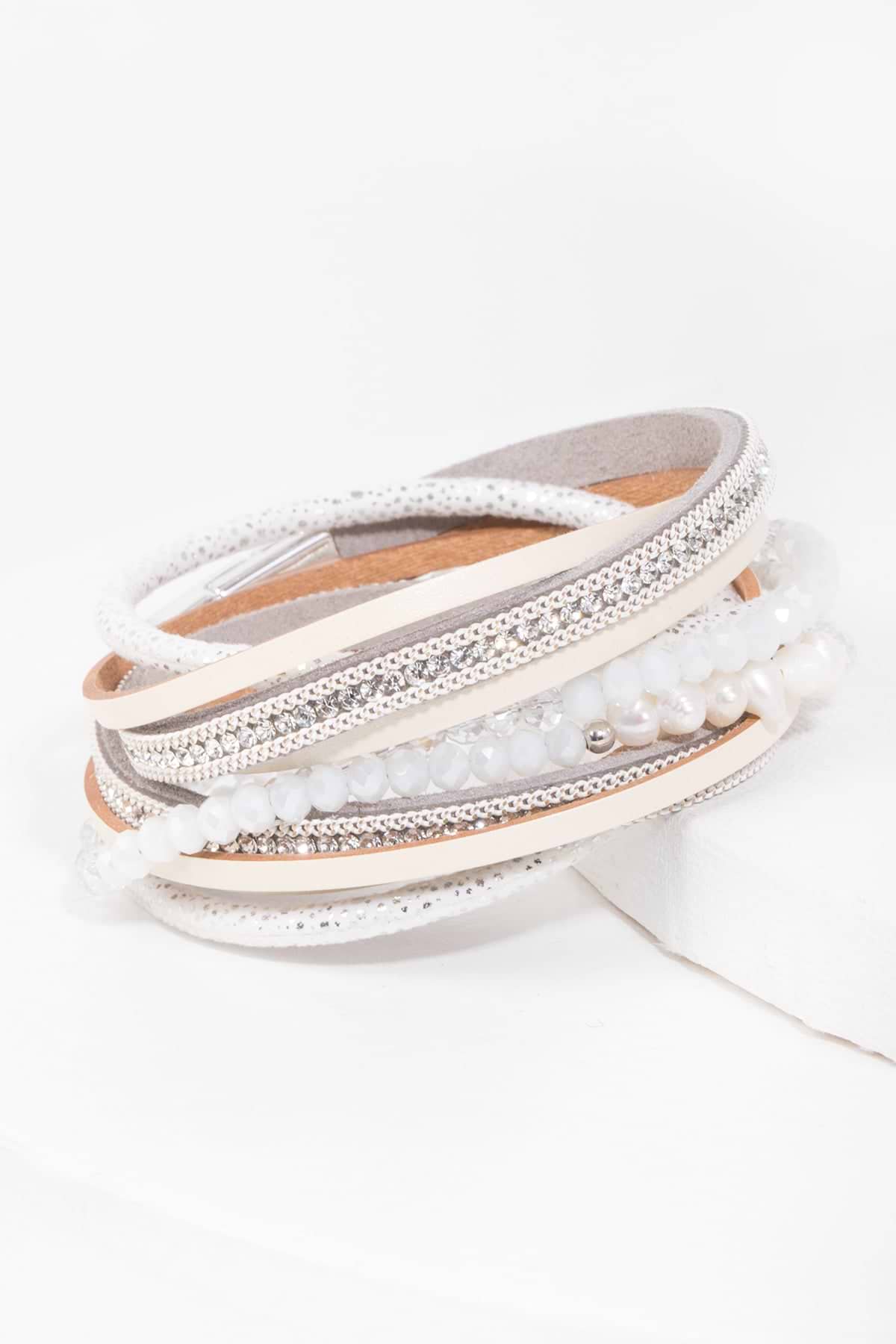 Serilda Leather Bracelet - White