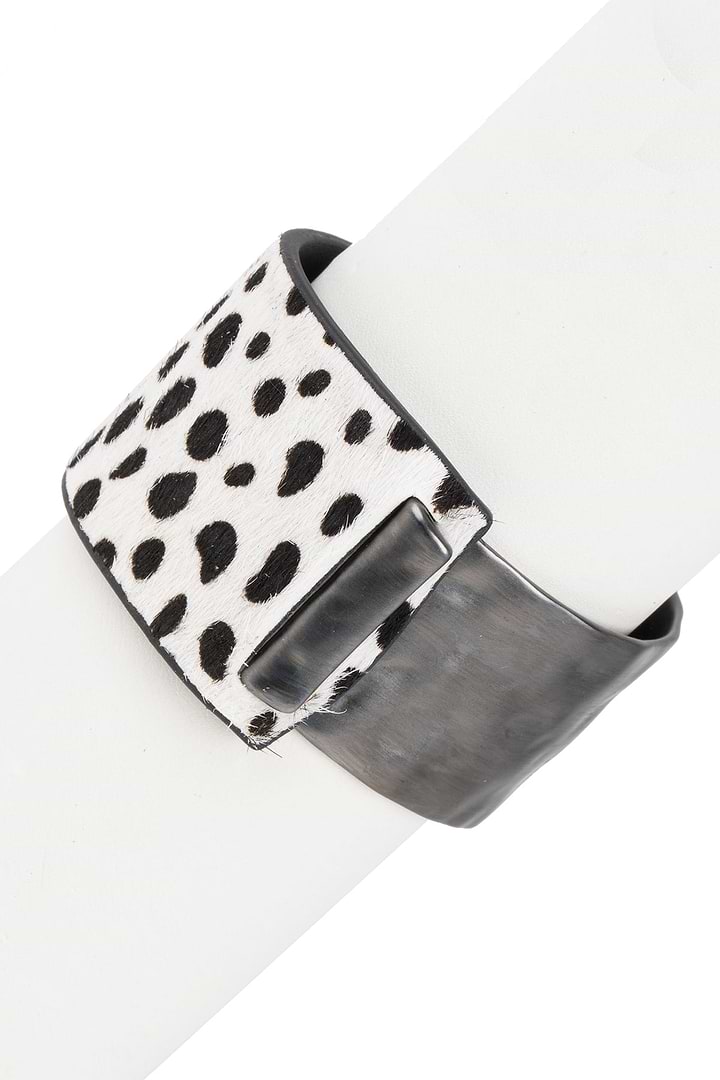 Leather Metal Duo Bracelet - Dark Gray