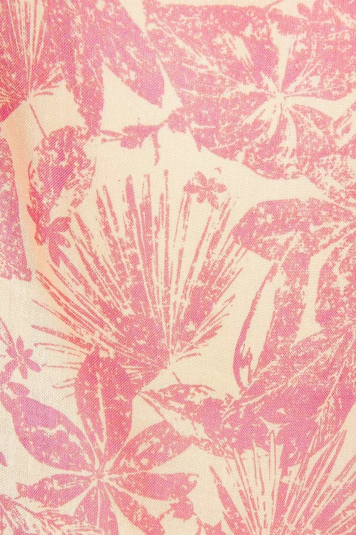 Tropical Print Kimono - Light Coral