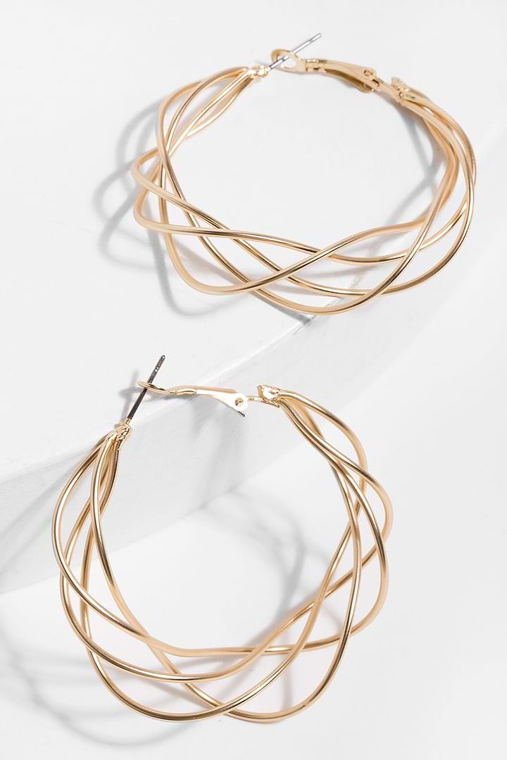Multi Surface Hoop Earring - Gold