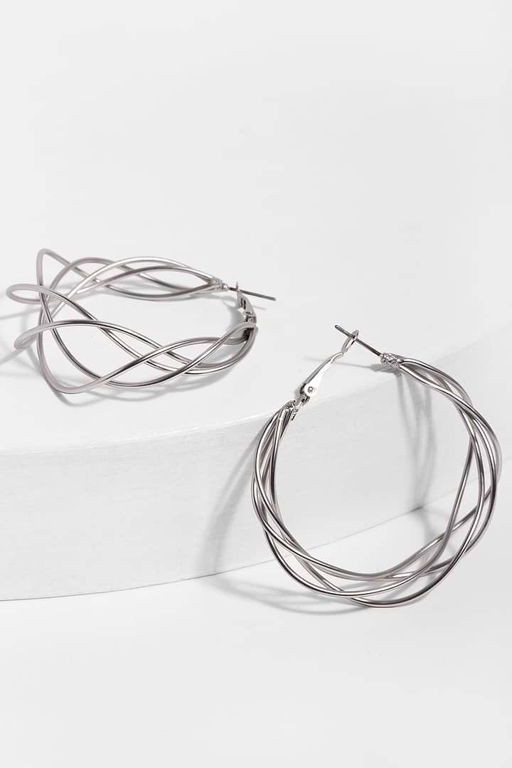 Multi Surface Hoop Earring - Silver