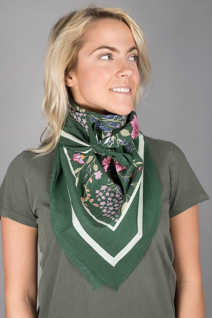 Oversized Cotton Bandana Dark Green