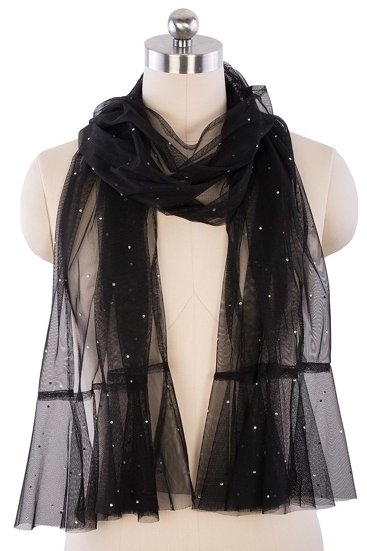 Glamazon Sheer Crystal Scarf Black