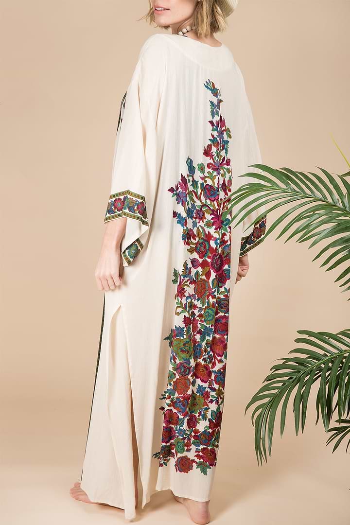 Long Floral Kimono Cover Ivory