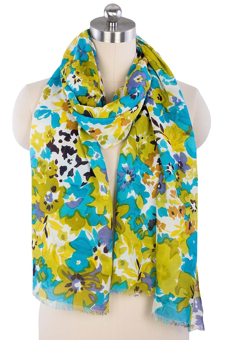  Flower Garden Scarf Set - Light Sky Blue