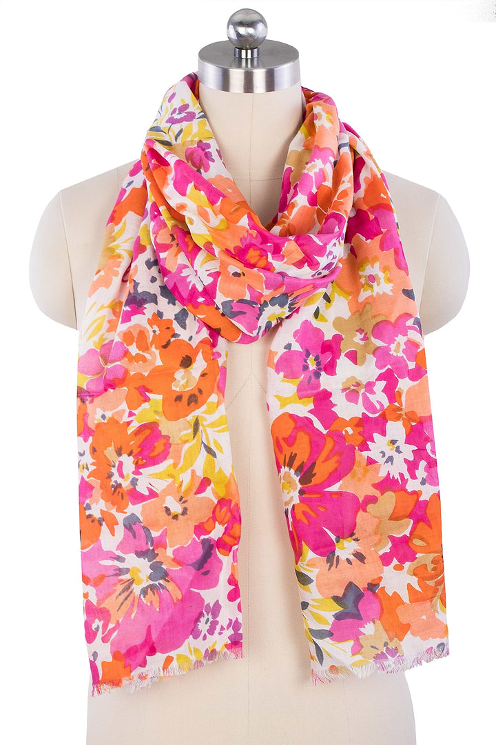Flower Garden Scarf Set - Coral