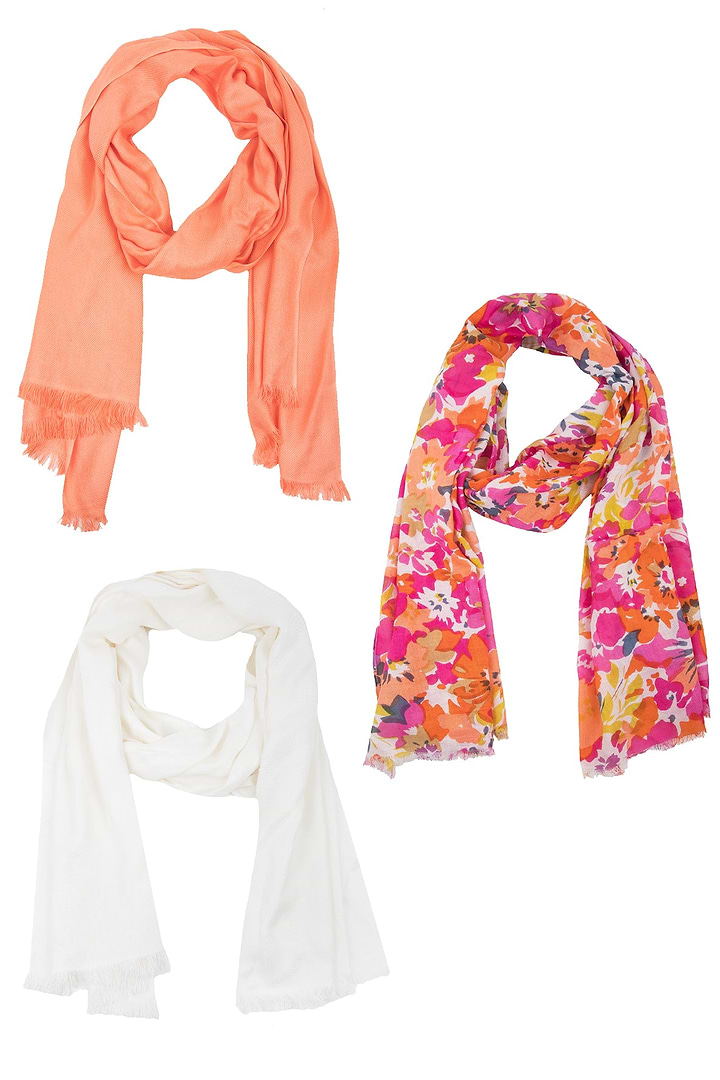 Flower Garden Scarf Set - Coral