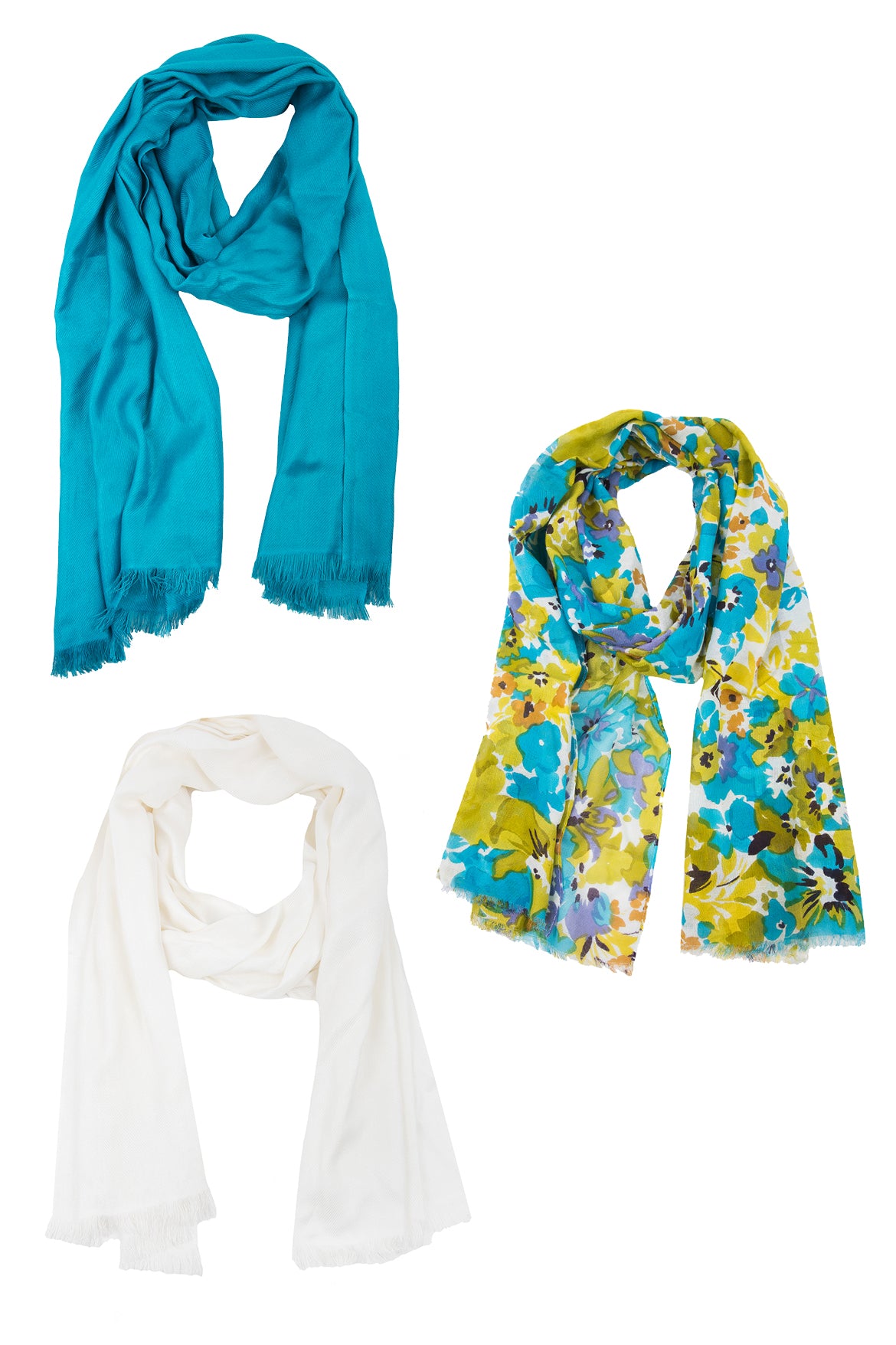  Flower Garden Scarf Set - Light Sky Blue
