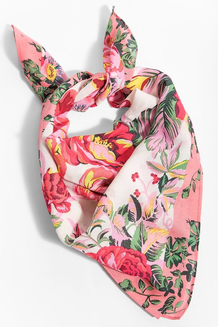 Multi Patterned Floral Bandana - Peach