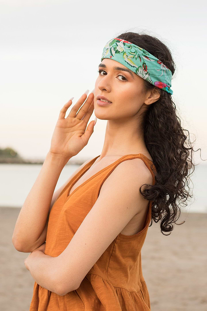 Multi Patterned Floral Bandana - Turquoise