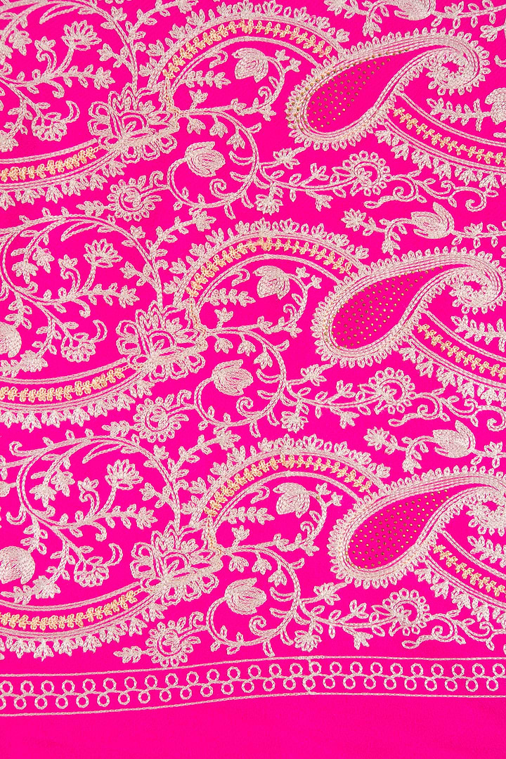 Nora Embroidered Reversible Scarf Deep Pink