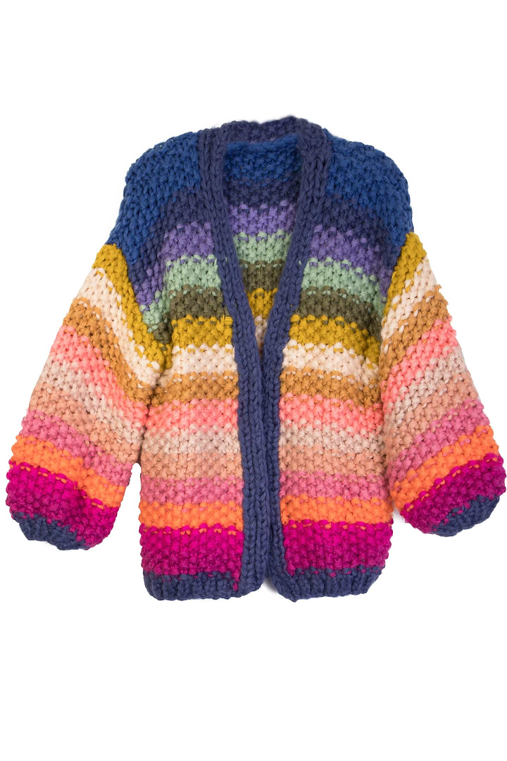 Rainbow Knitted Cardigan- Dark Multi