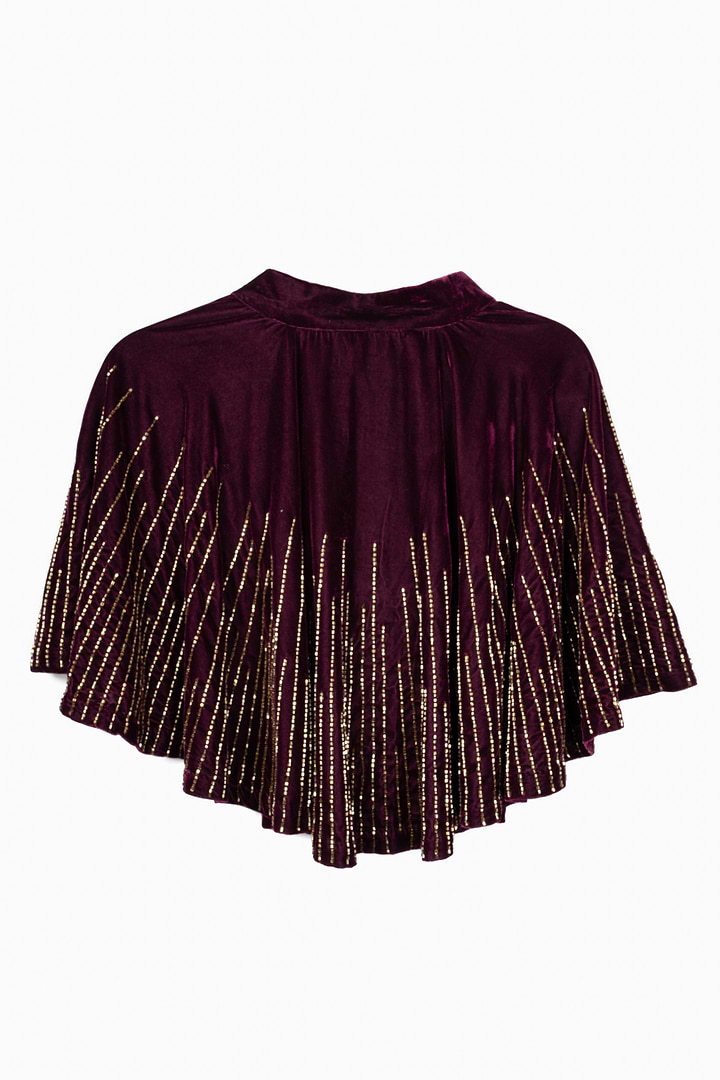 Velvet Crush Embellished Capelet - Plum