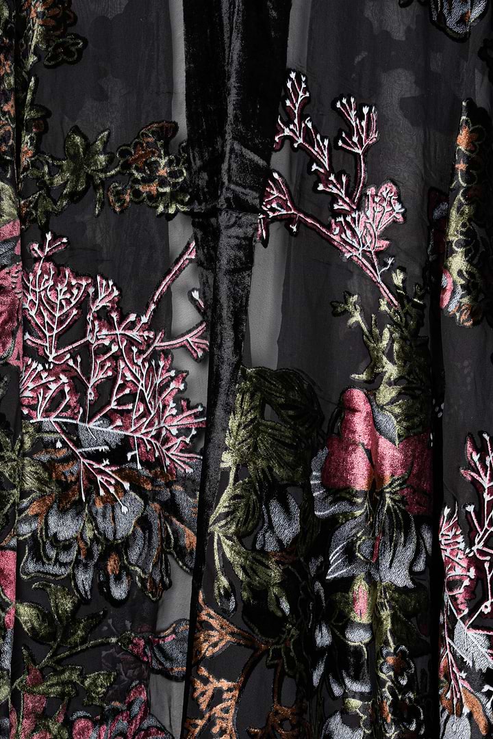 Black Velvet Kimono for Winter - Black