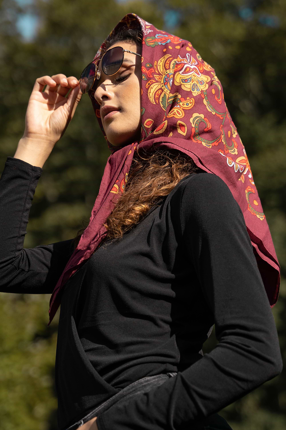 Oversized Cotton Bandana Maroon