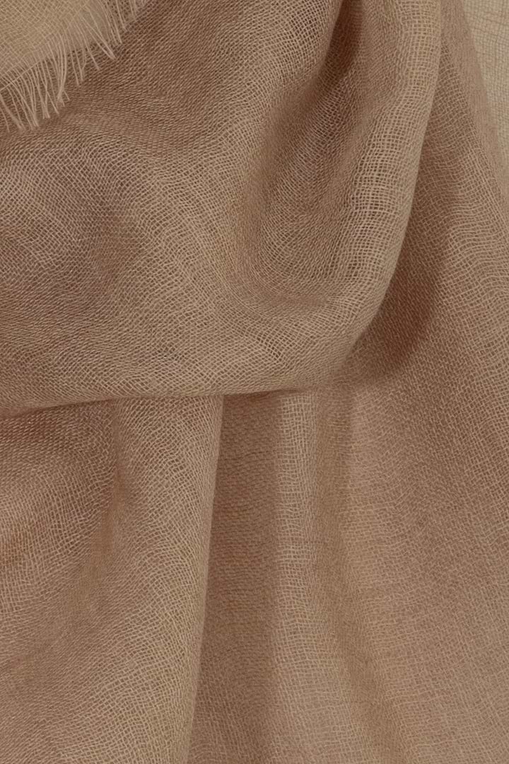 Woolen Fringe Scarf - Tan