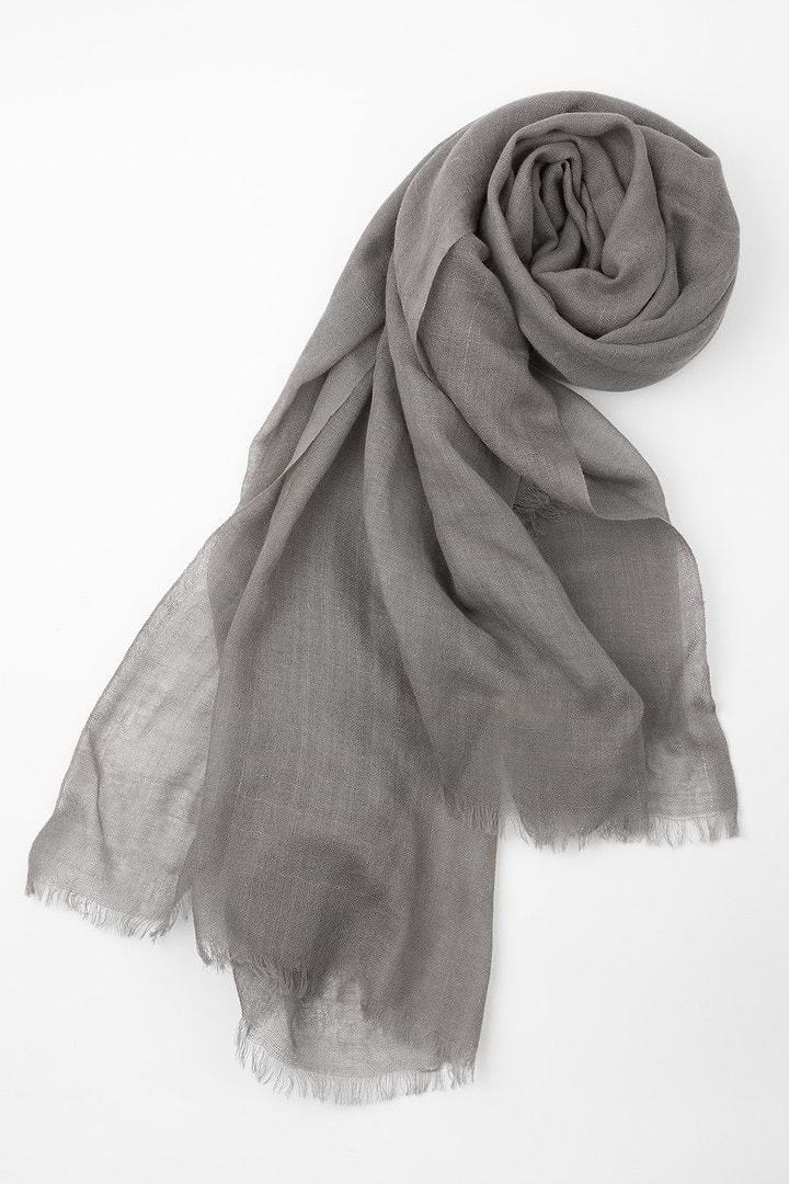 Woolen Fringe Scarf - Dark Gray
