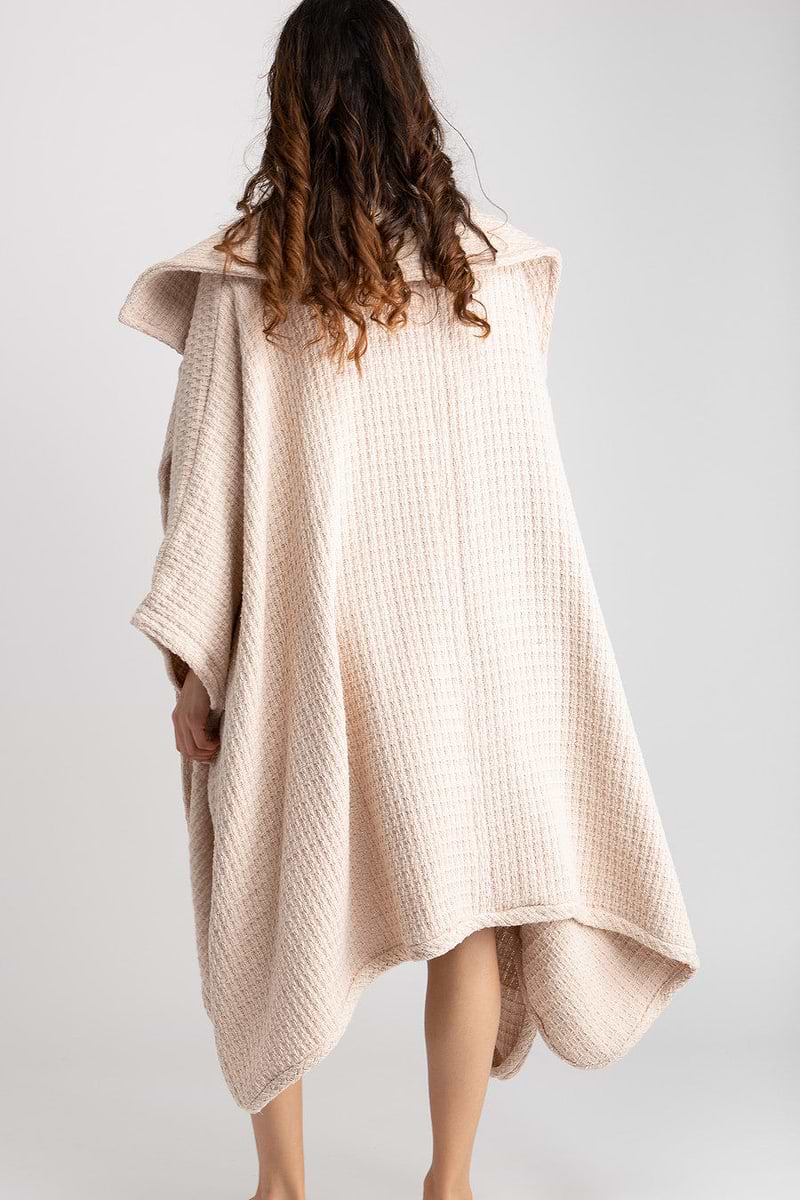 Comfy Oversized Waffle Knit Collared Jacket - Whisper Pink