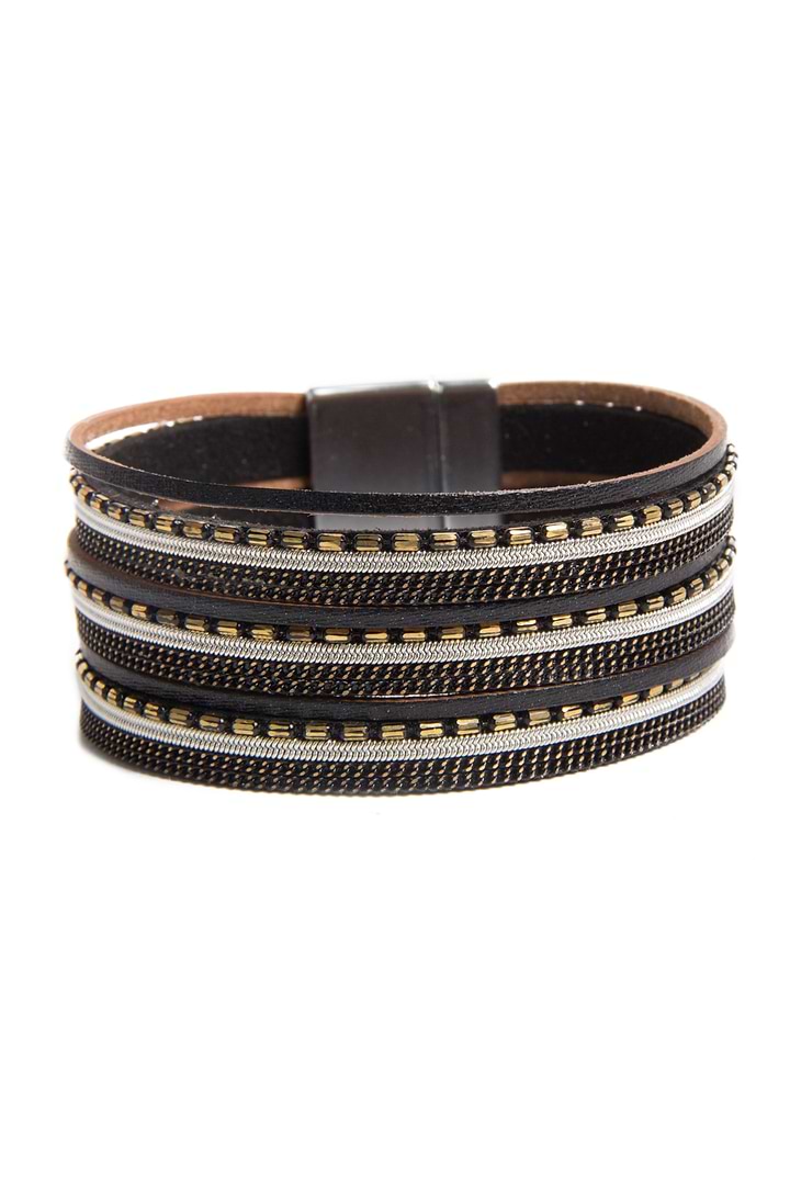 Dionne Multi-Strand Leather Bracelet - Black