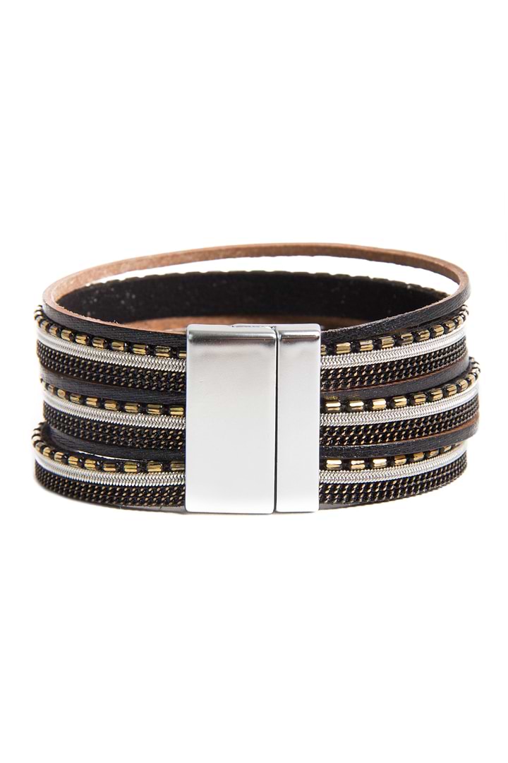 Dionne Multi-Strand Leather Bracelet - Black