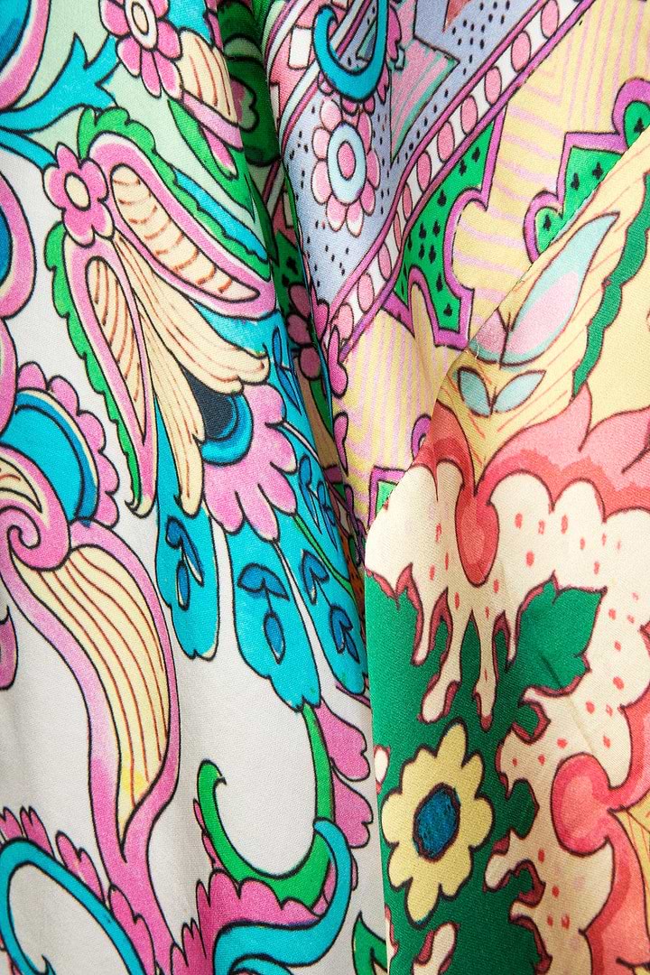 Margo Multi Paisley Print Kimono Light Green
