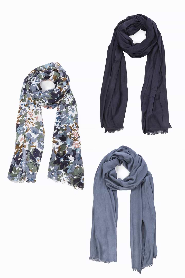   Flower Garden Scarf Set - Light Slate Gray