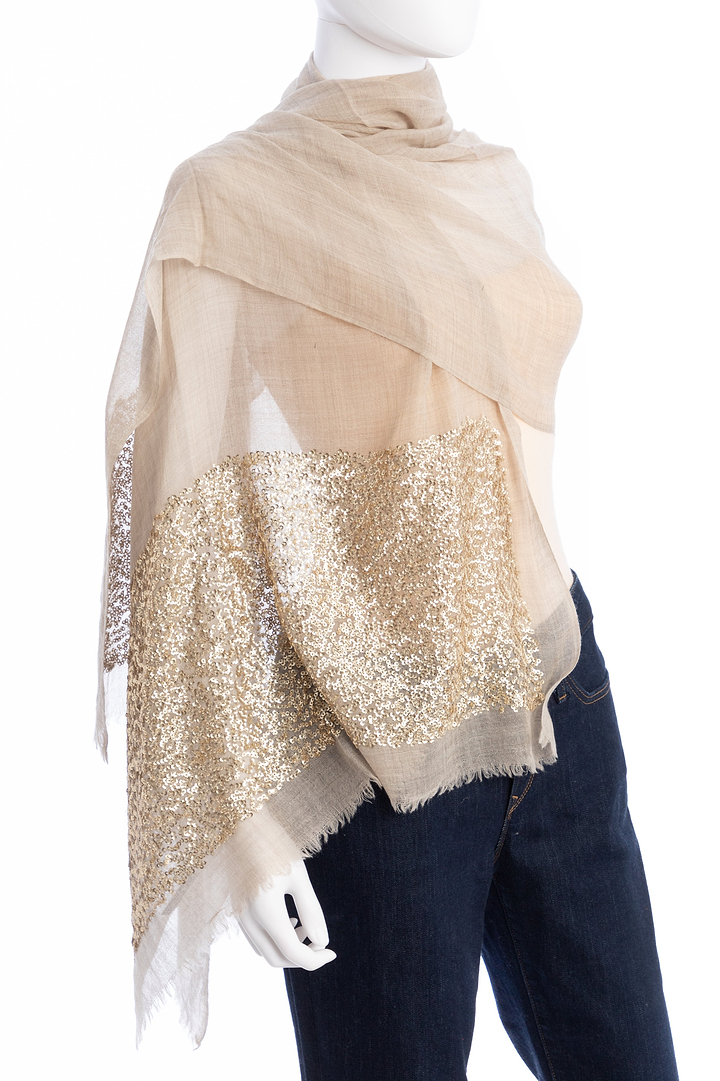 Wool Sparkle Scarf - Ivory