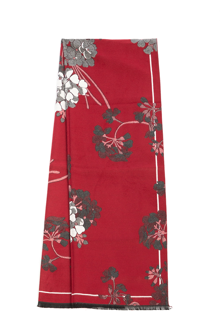 Reversible Floral Scarf For Winter - Grey