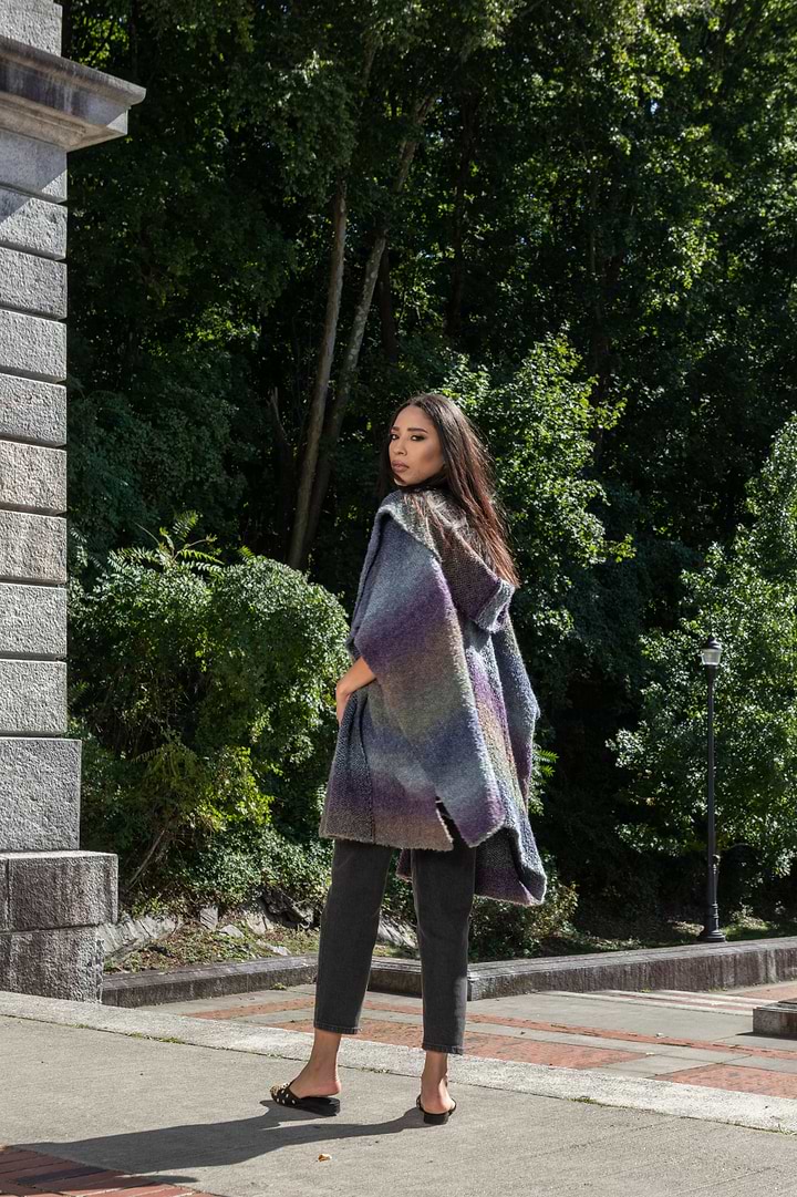 Hooded Kimono Multicolor Gradient
