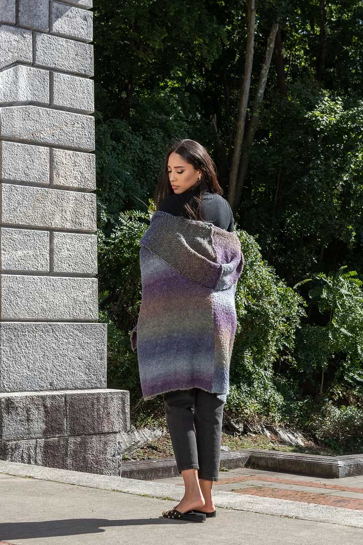 Hooded Kimono Multicolor Gradient
