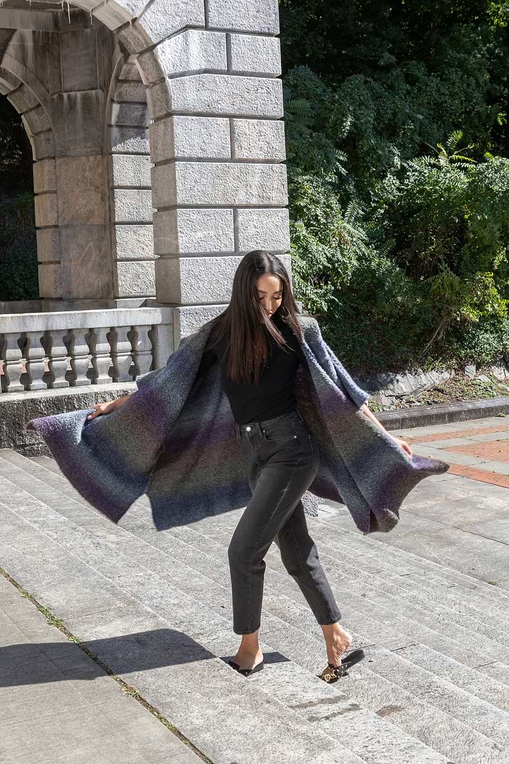 Hooded Kimono Multicolor Gradient