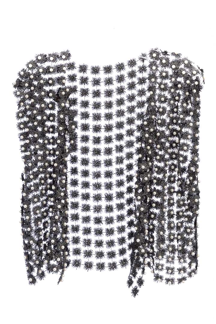 Floral Shell Pearl Capelet - Black