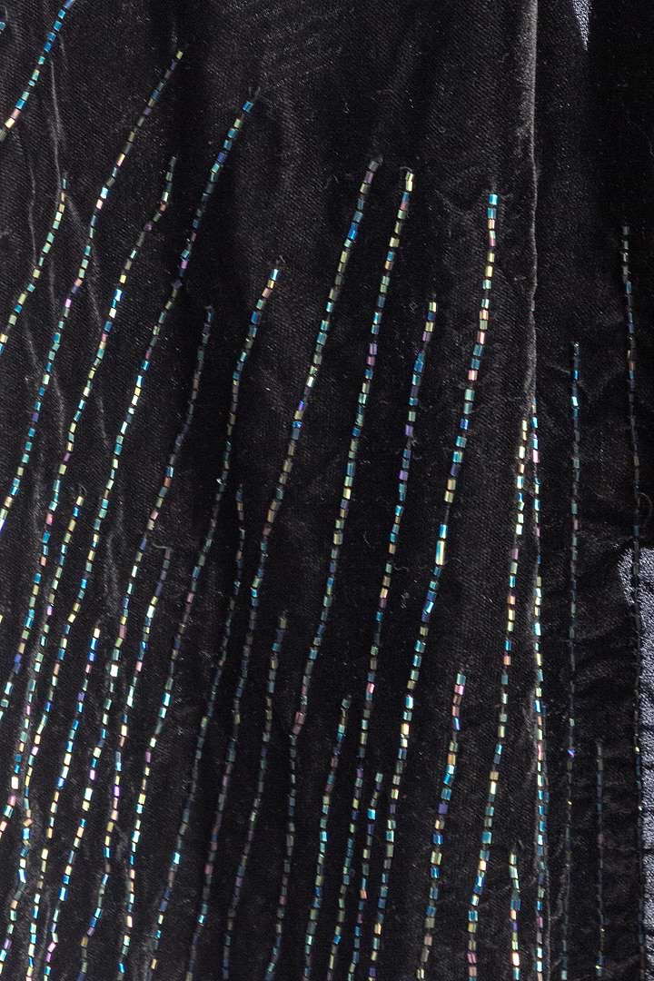 Velvet Crush Embellished Capelet - Black