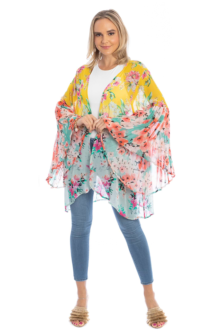 Mystical Garden Ruffle Sleeve Kimono – Pastel