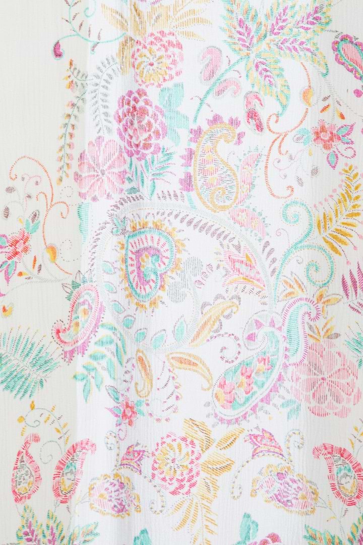 Flowy Paisley Kimono Long - White