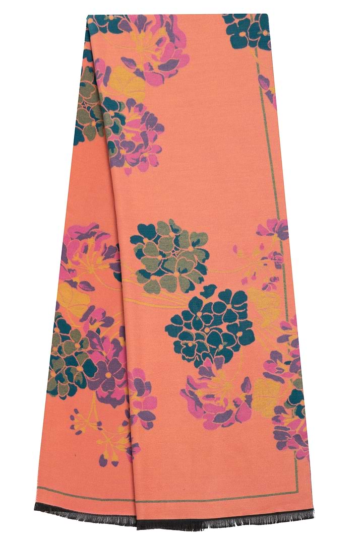 Two Tone Floral Reversible Scarf - Teal