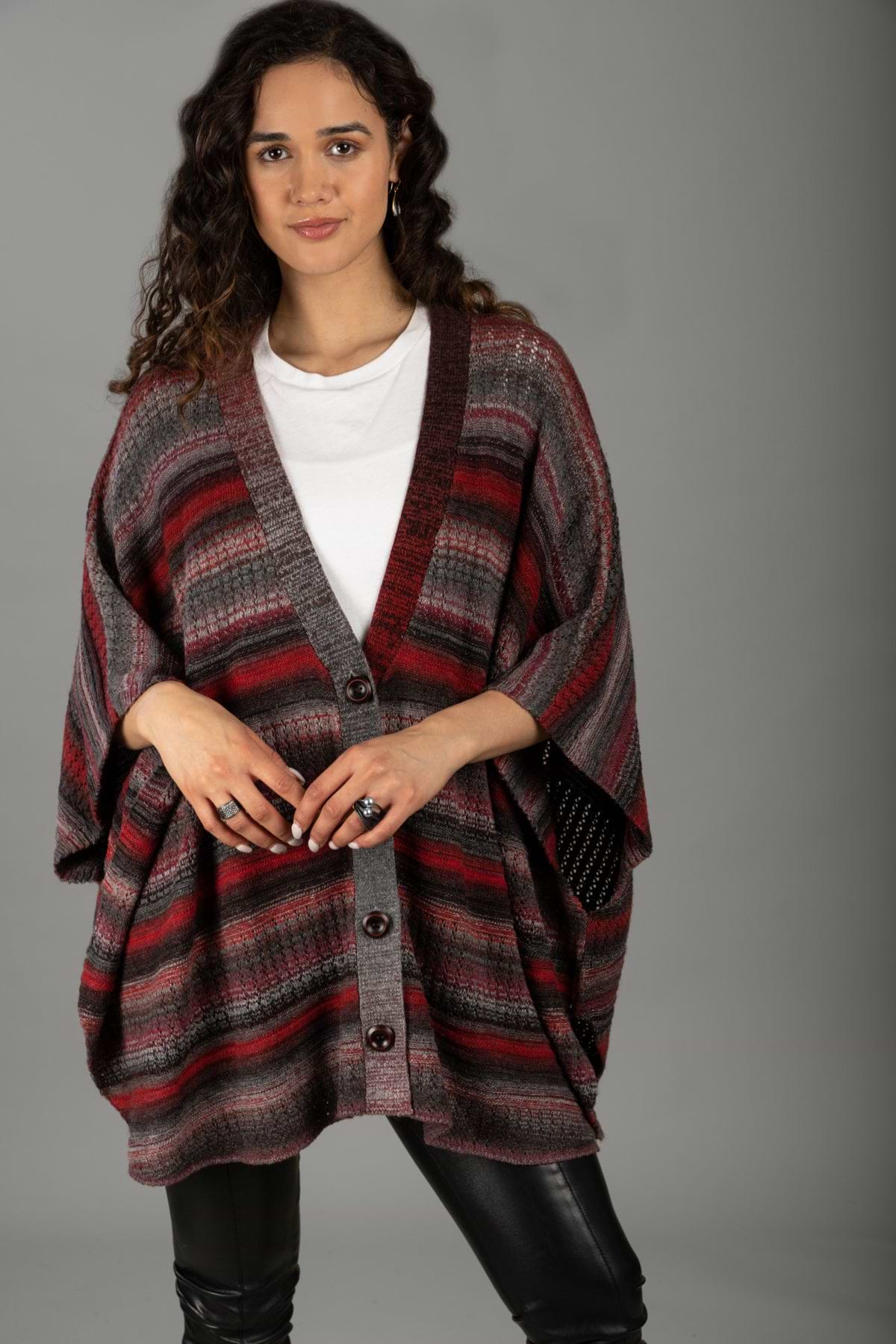 Black Cherry Comfy Cardigan - Firebrick