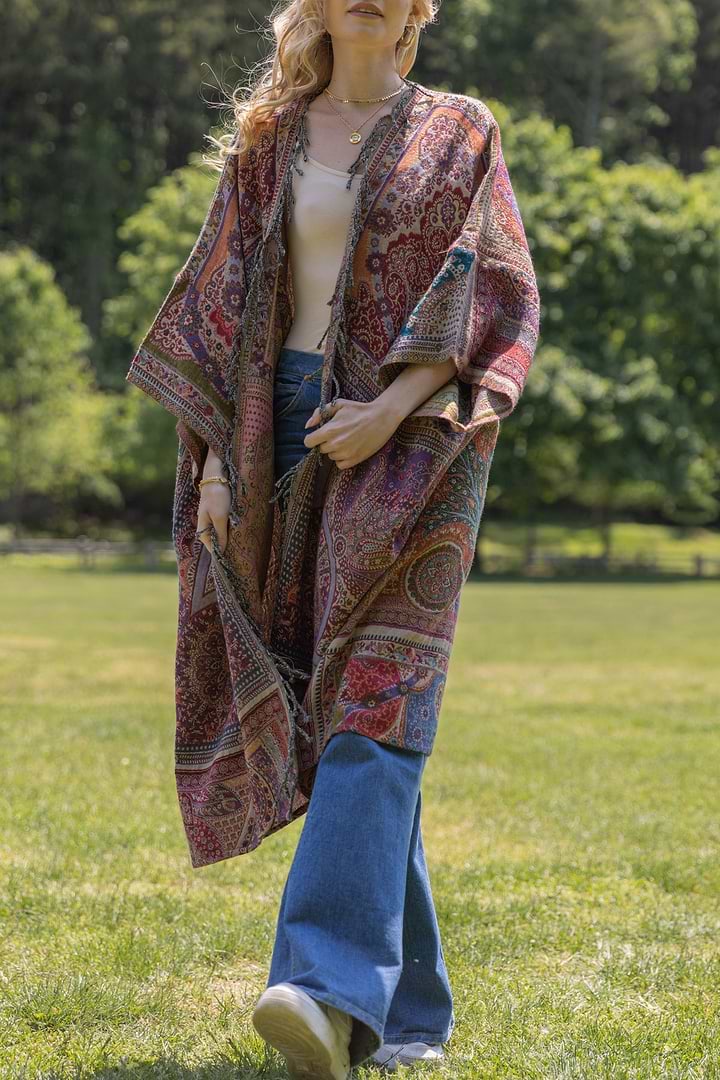 Woven Bohemian Vintage Kimono - Multi
