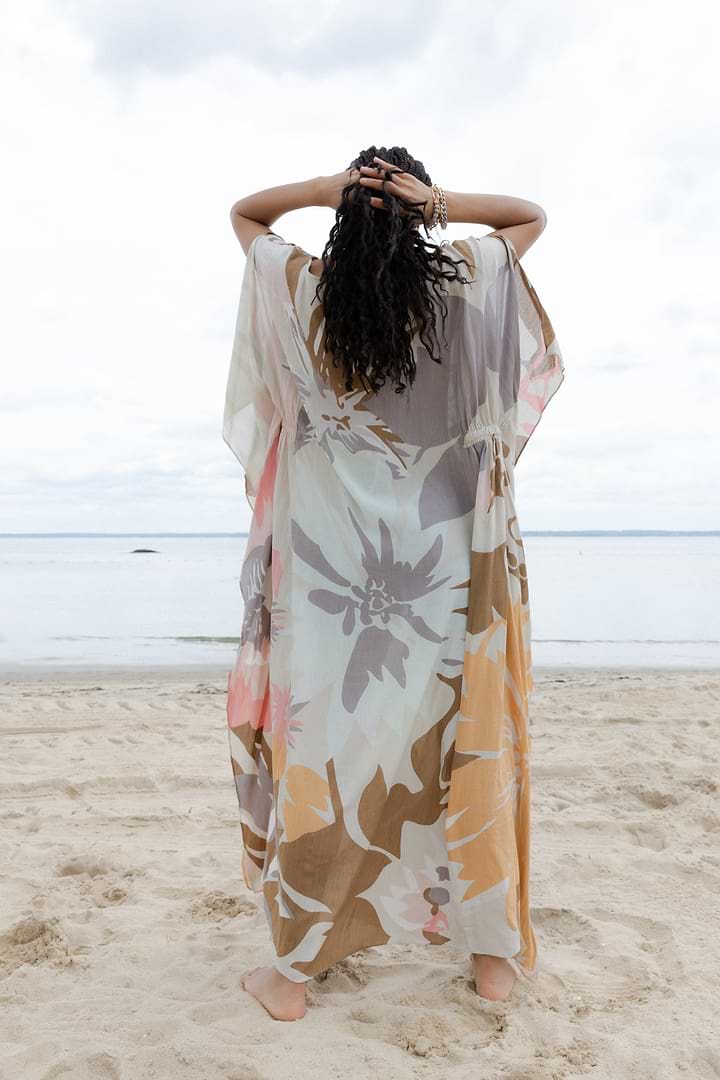 Multicolor Floral Kaftan Maxi - Light Gray