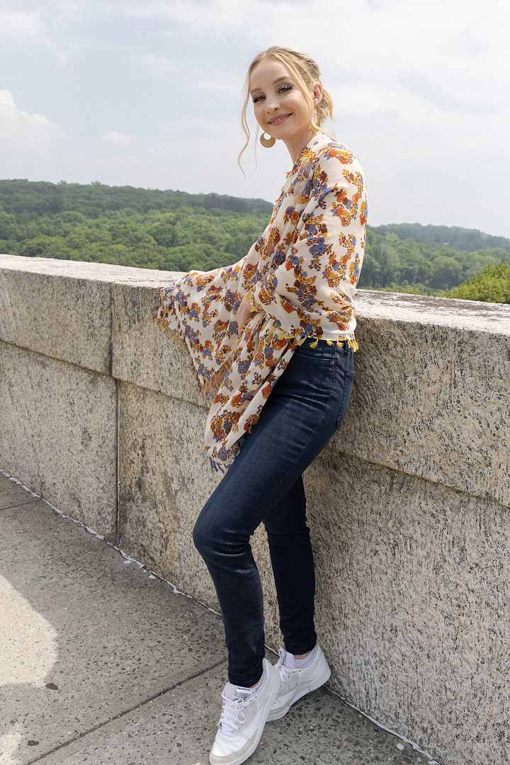 Atalia Multi Floral Scarf - Ivory