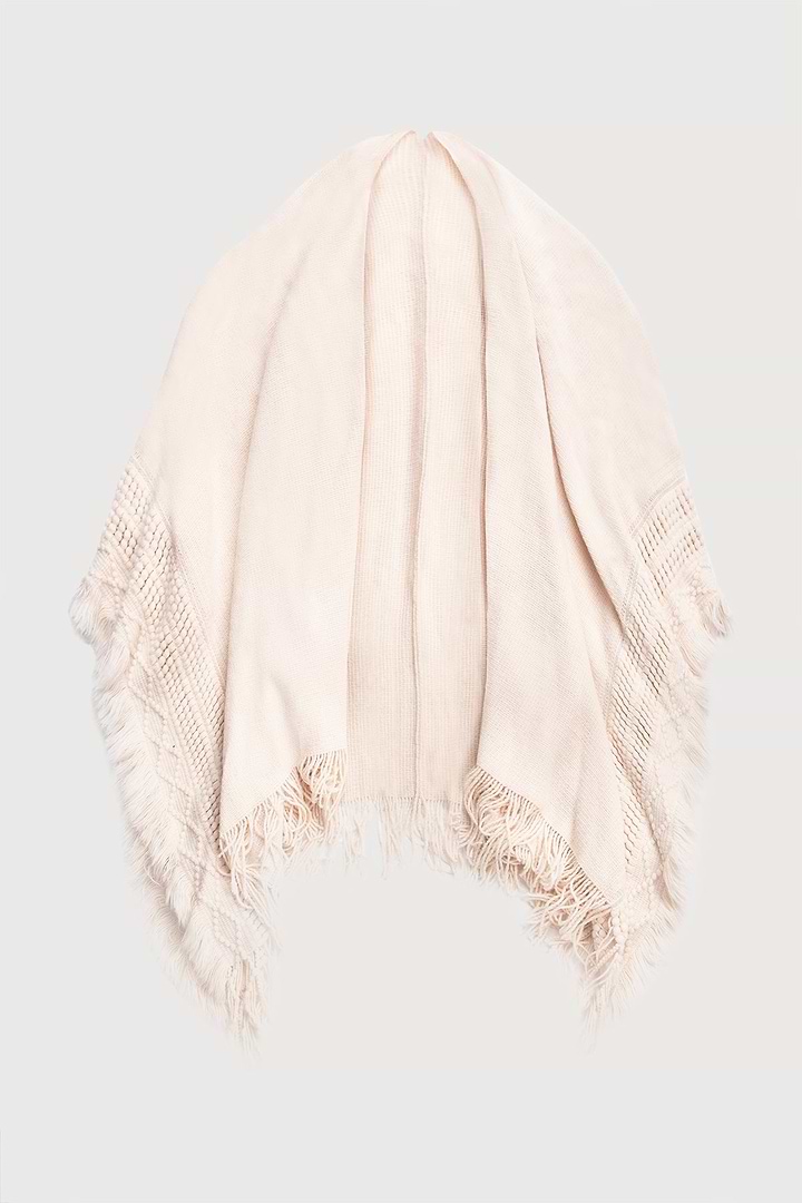 Fringed Trim Kimono Ivory