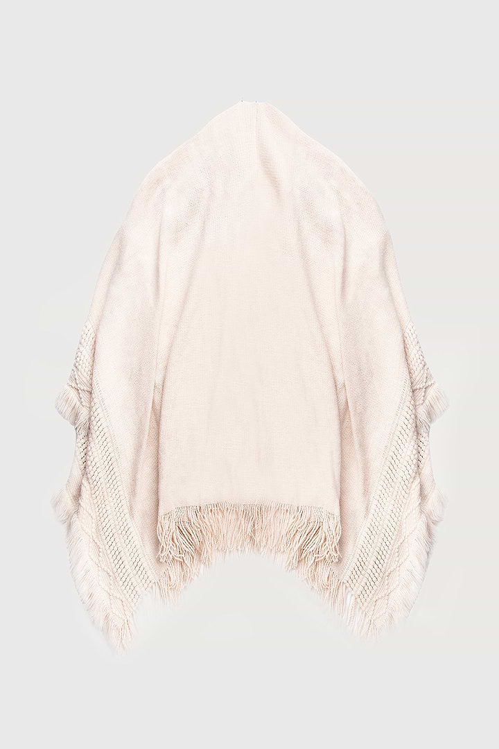 Fringed Trim Kimono Ivory