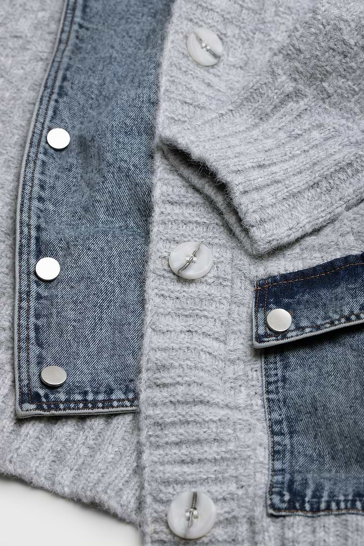 Denim Knit Cardigan - Gainsboro