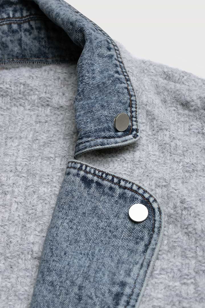 Denim Knit Cardigan - Gainsboro
