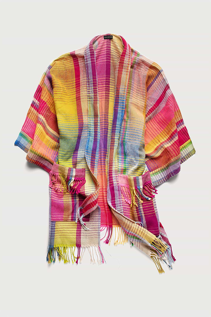 Rainbow Tartan Long Jacket - Green Yellow