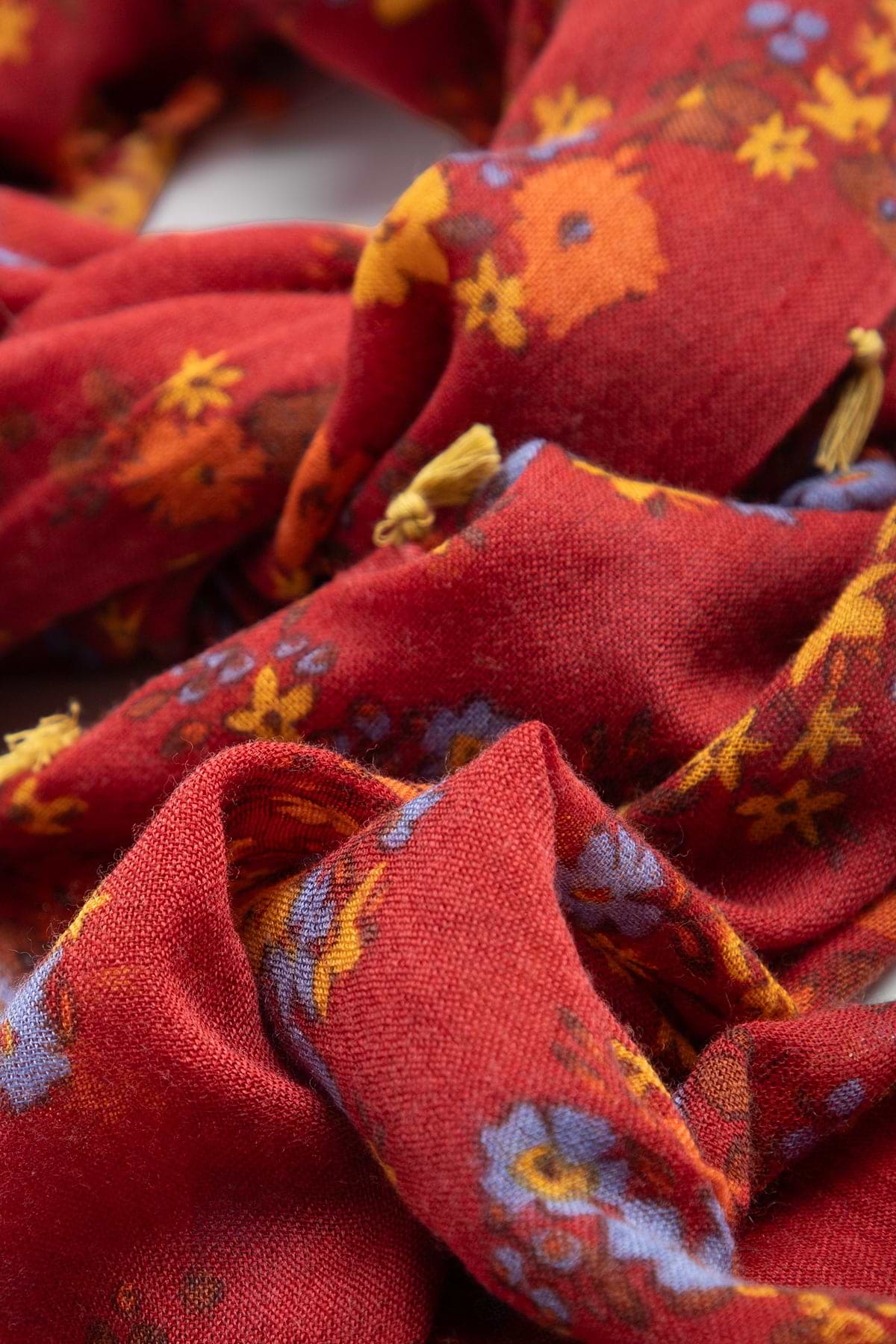Atalia Multi Floral Scarf - Red