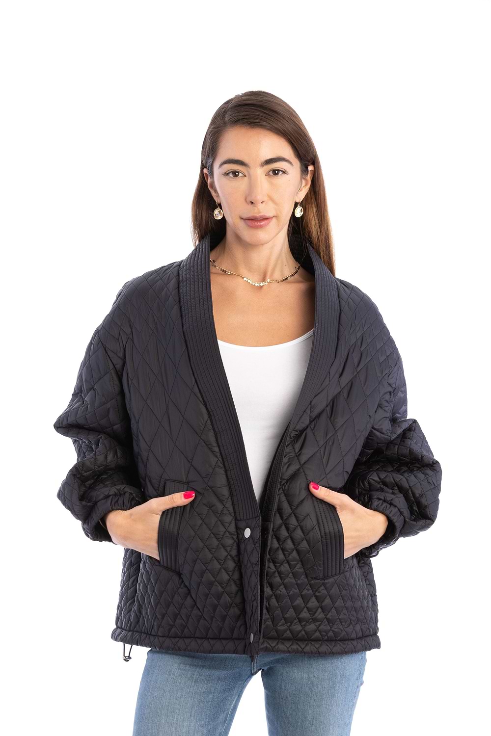 Diamond Quilted Jacket - Black