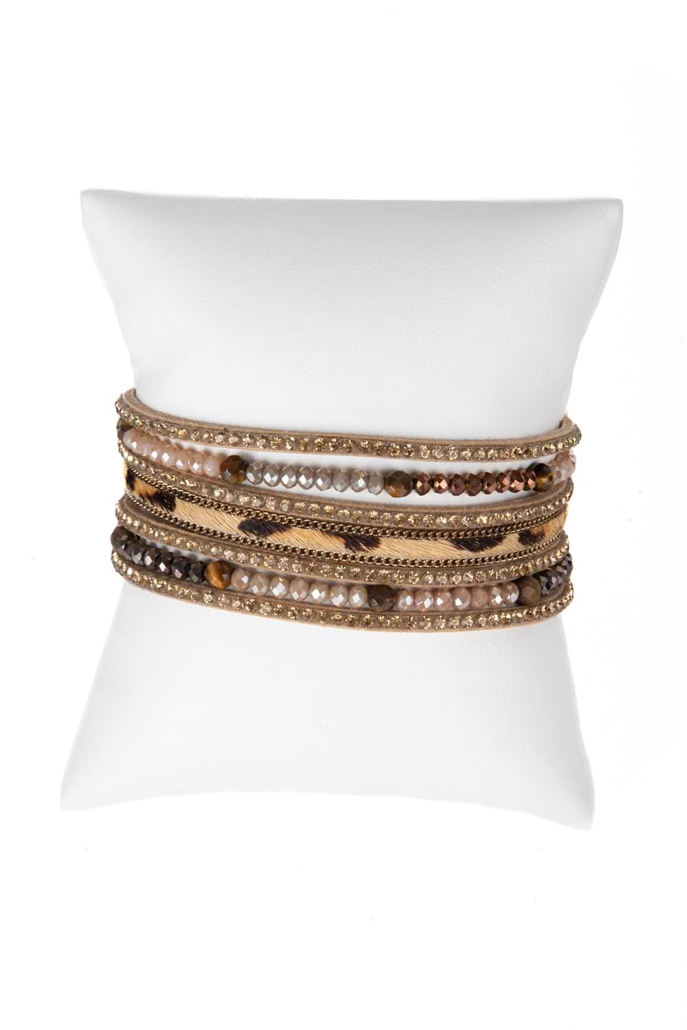 Beaded Animal Fur Bracelet - Camel