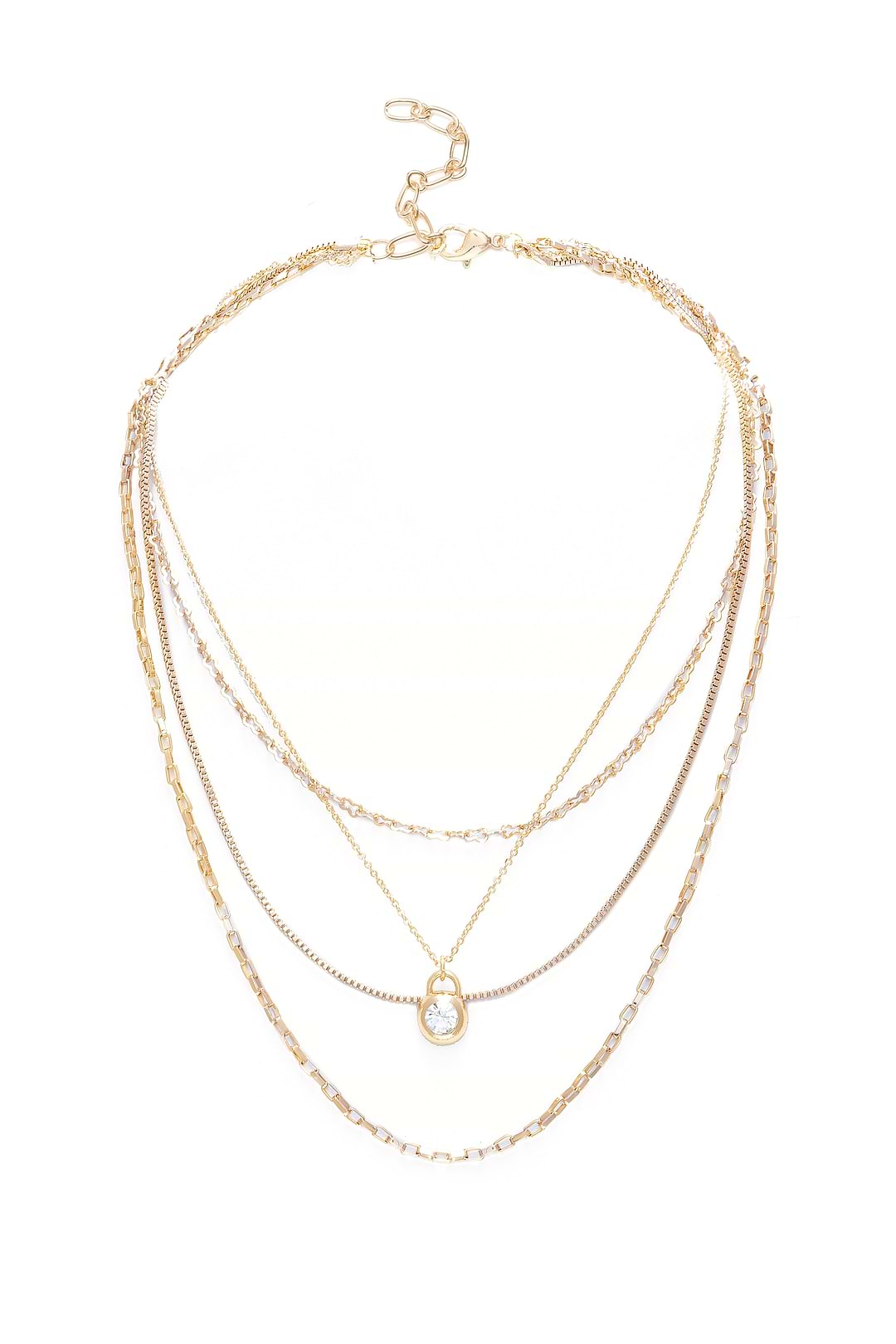 Layered Gold Chain Delicate Pendant Necklace - Gold